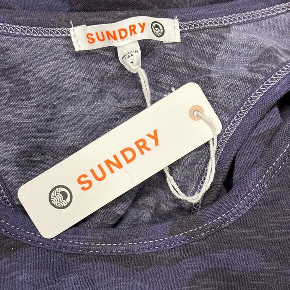 NWT - SUNDRY Knee Length Racer Back Tank Dress - Small - blue & black camo print - Picture 7 of 9